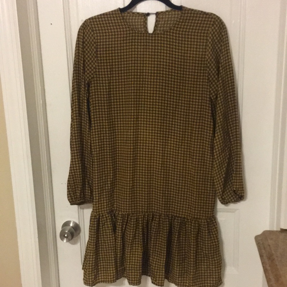 Gold and brown drop waist dress